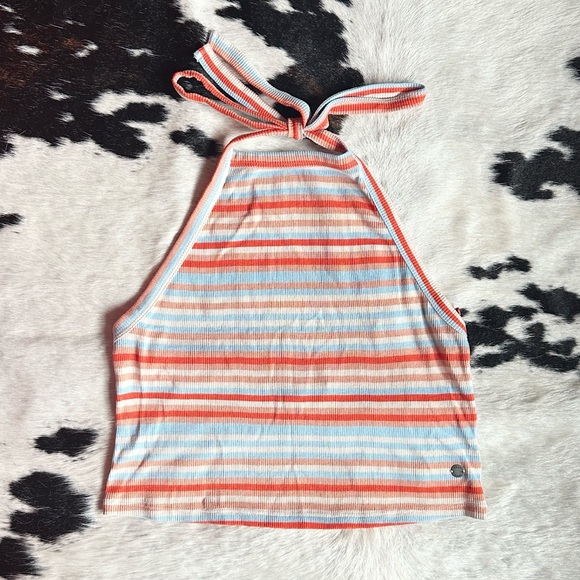 Roxy Multicolor Striped Crop Halter Top - Picture 1 of 6